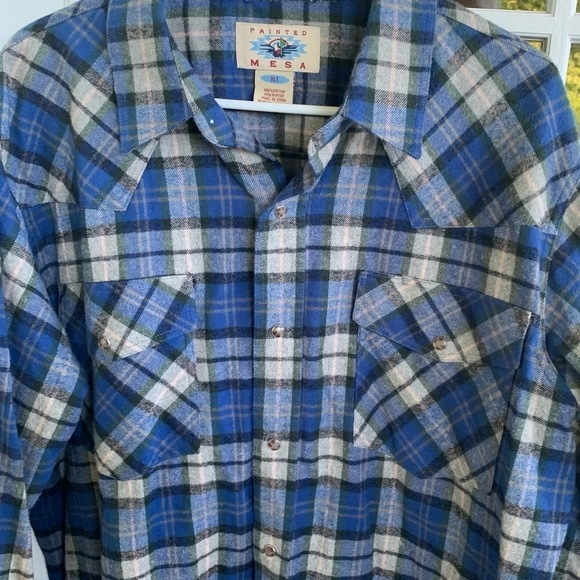Painted Mesa Men’s Western Aztec Plaid Button Front Shirts Size XL - Picture 2 of 6